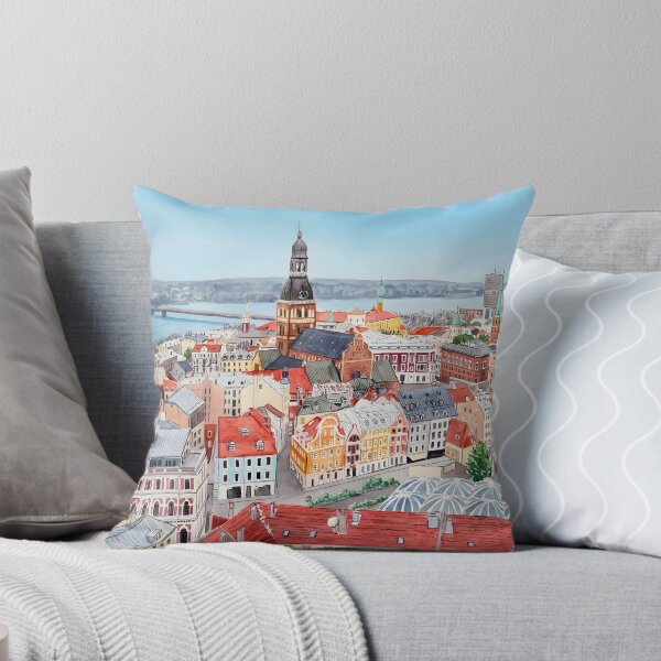 Item preview, Riga Watercolor Skyline – Latvia Travel Wall Art designed and sold by POSTERIOCREW.