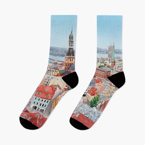 Item preview, Riga Watercolor Skyline – Latvia Travel Wall Art designed and sold by POSTERIOCREW.