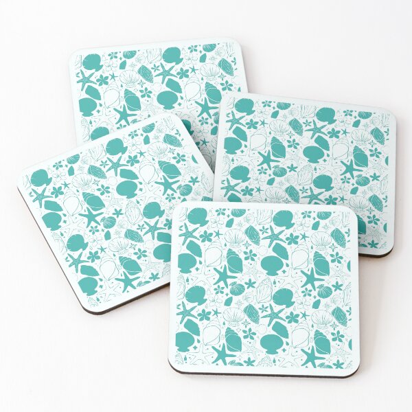 Item preview, Tropical Turquoise Shells Pattern designed and sold by Sagi Jane Art.