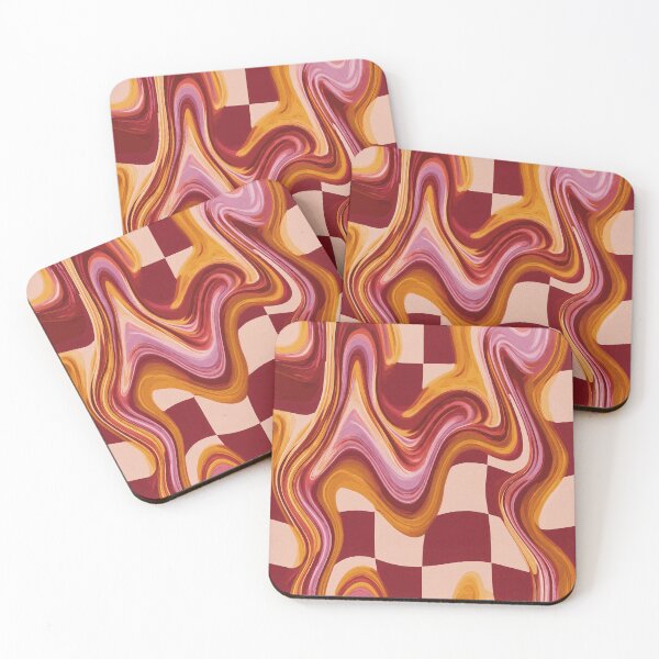 Item preview, Burgundy, Pink & Mustard Melted Checkerboard designed and sold by AlfiB.