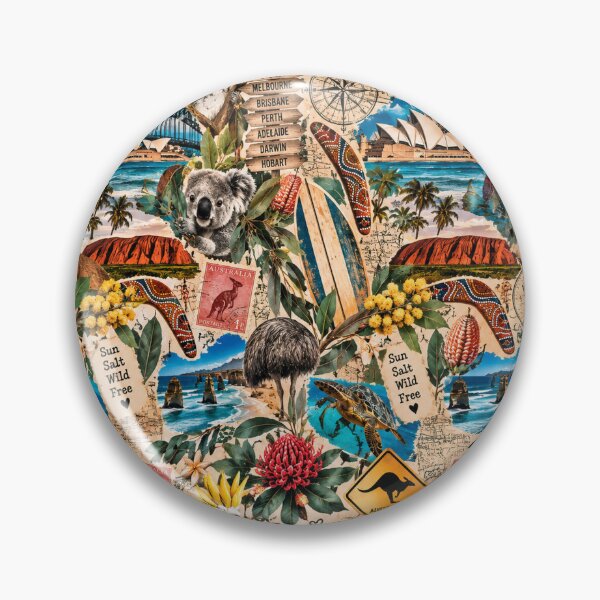 Item preview, Vintage Australia Travel Scrapbook Collage Outback Sydney Surf designed and sold by MetaModel Editions.