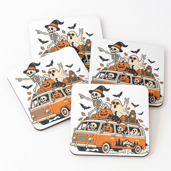Item preview, Spooky Halloween Camper – Skeleton Ghost Pumpkin Retro Road Trip designed and sold by wecrea.