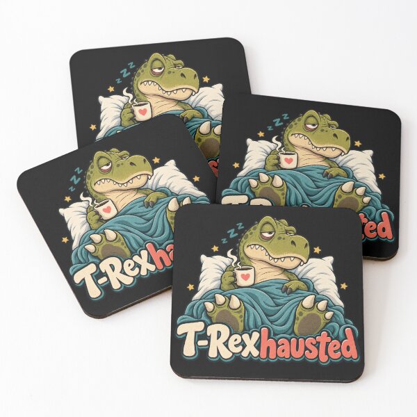Item preview, T-Rexhausted Funny T-Rex Coffee Retro Dinosaur designed and sold by Trendably.