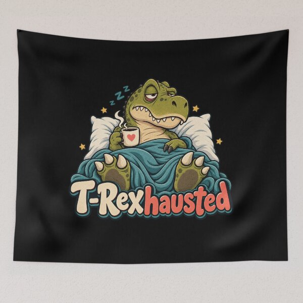 Item preview, T-Rexhausted Funny T-Rex Coffee Retro Dinosaur designed and sold by Trendably.
