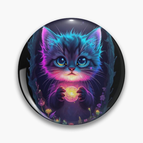 Item preview, Magical Cosmic Kitten Holding Glowing Orb in Tree Hollow designed and sold by OlesiaCraft.