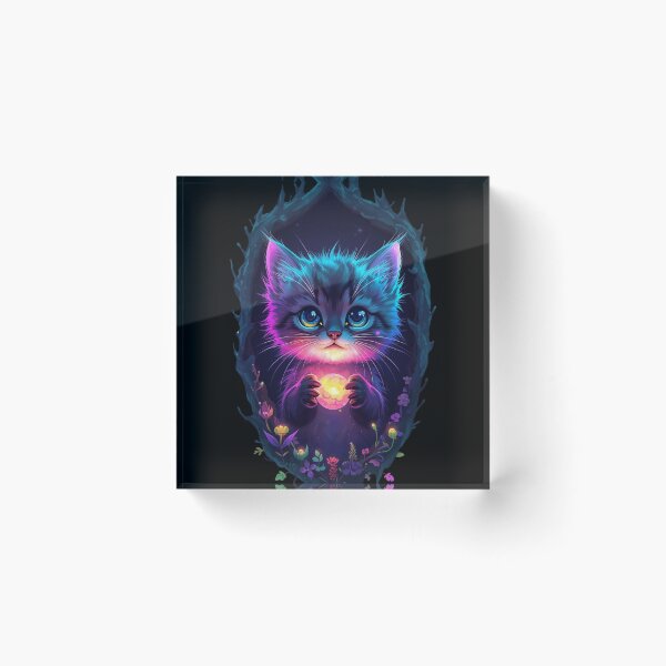 Item preview, Magical Cosmic Kitten Holding Glowing Orb in Tree Hollow designed and sold by OlesiaCraft.
