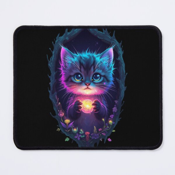 Item preview, Magical Cosmic Kitten Holding Glowing Orb in Tree Hollow designed and sold by OlesiaCraft.