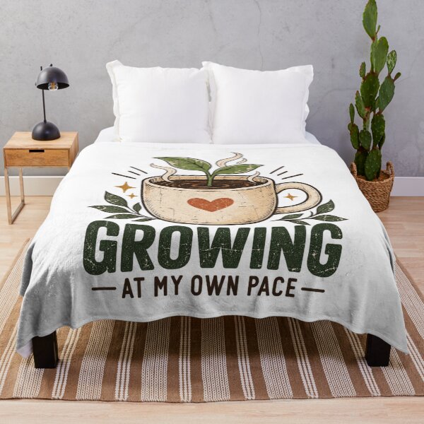 Item preview, Growing At My Own Pace – Motivating coffee and nature illustration designed and sold by CleanLine Studio.