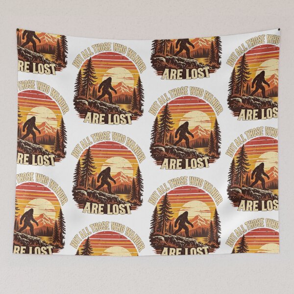 Item preview, Not All Those Who Wander Are Lost Bigfoot Hiking Retro Sunset Design designed and sold by EmmaSchaffer1.