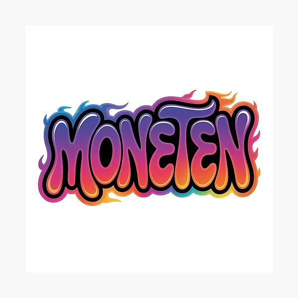 Artikelvorschau, Moneten – Retro Flammen Schriftzug Slang Streetwear Design entworfen und verkauft von LoFizzy.