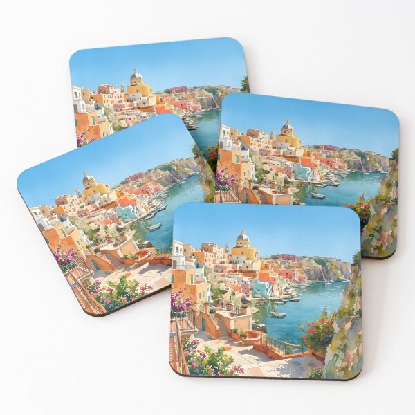 Item preview, Procida Italy Travel Poster – Colorful Harbor Art designed and sold by POSTERIOCREW.
