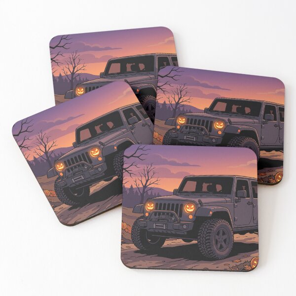 Item preview, Wrangler Halloween Off-Road – Spooky Jack-O-Lantern Headlights Sunset designed and sold by VenZolic.