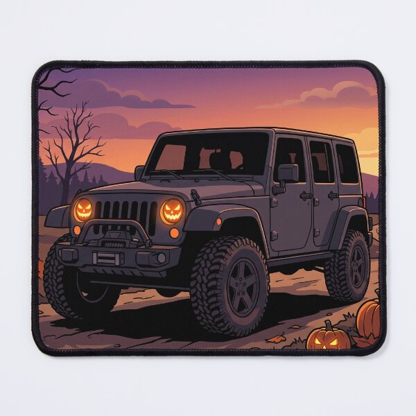Item preview, Wrangler Halloween Off-Road – Spooky Jack-O-Lantern Headlights Sunset designed and sold by VenZolic.