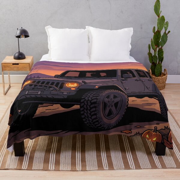Item preview, Wrangler Halloween Off-Road – Spooky Jack-O-Lantern Headlights Sunset designed and sold by VenZolic.