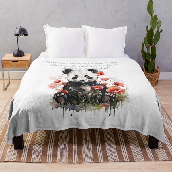 Item preview, Cute Panda with Poppies Watercolor Art designed and sold by CHAREEMAN.