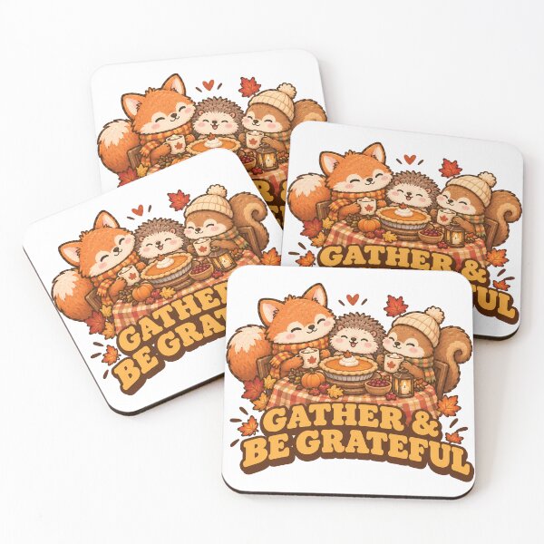 Item preview, Gather And Be Grateful Cute Fox Hedgehog Squirrel Thanksgiving designed and sold by ianm1028.