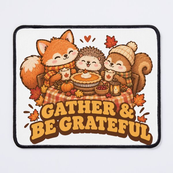 Item preview, Gather And Be Grateful Cute Fox Hedgehog Squirrel Thanksgiving designed and sold by ianm1028.
