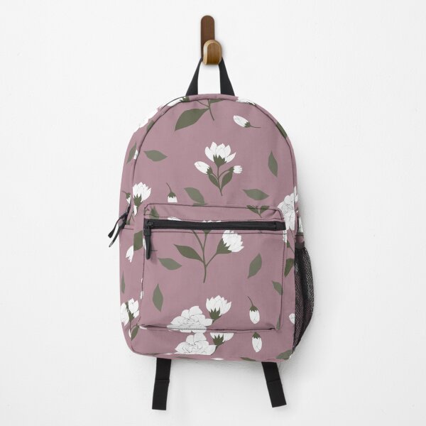 Item preview, White Jasmine Floral Pattern on Mauve – Botanical Flower Design designed and sold by  Boho Vibes Studio.