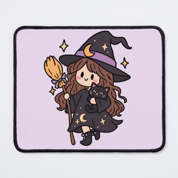 Item preview, Cute Kawaii Little Witch and Black Cat designed and sold by Imaginationbeyond.