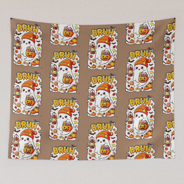 Item preview, Bruh Ghost Kawaii Halloween T-Shirt Hat Autumn Pumpkin Candy designed and sold by AstronautMerch.