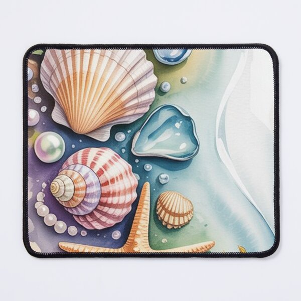 Item preview, Elegant Seashell and Pearl Coastal Watercolor designed and sold by NatArtSA.