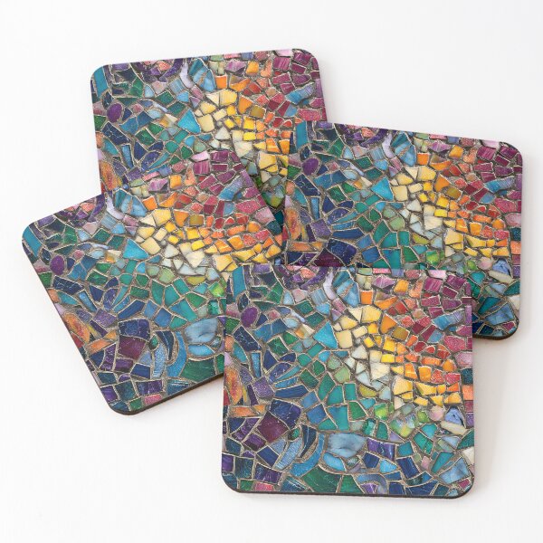 Item preview, Vibrant Antoni Gaudi Inspired Mosaic Fragment Abstract Trencadís Stained Glass Art  designed and sold by GrinGalore.