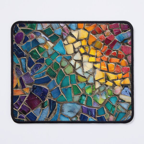 Item preview, Vibrant Antoni Gaudi Inspired Mosaic Fragment Abstract Trencadís Stained Glass Art designed and sold by GrinGalore.