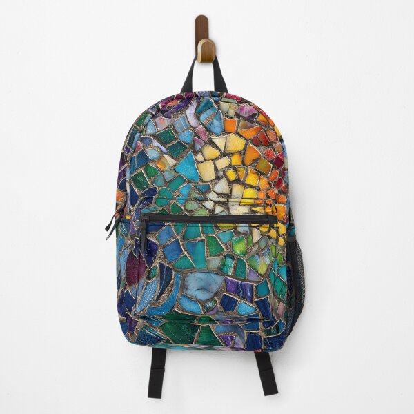 Item preview, Vibrant Antoni Gaudi Inspired Mosaic Fragment Abstract Trencadís Stained Glass Art designed and sold by GrinGalore.