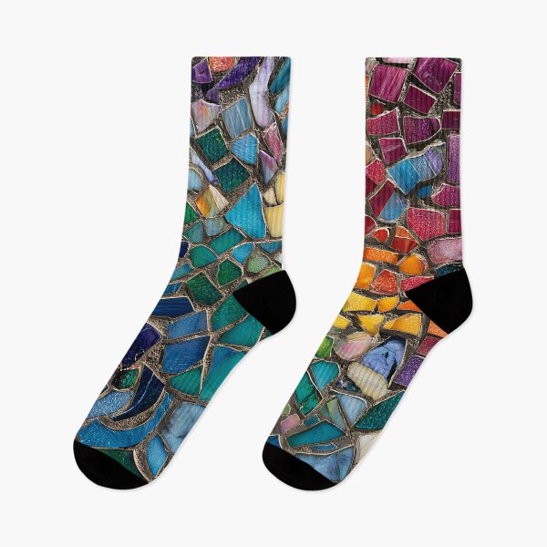 Item preview, Vibrant Antoni Gaudi Inspired Mosaic Fragment Abstract Trencadís Stained Glass Art  designed and sold by GrinGalore.