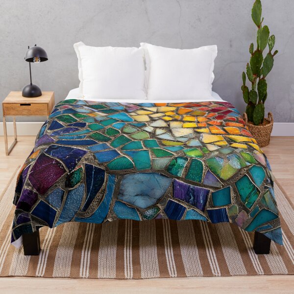 Item preview, Vibrant Antoni Gaudi Inspired Mosaic Fragment Abstract Trencadís Stained Glass Art designed and sold by GrinGalore.