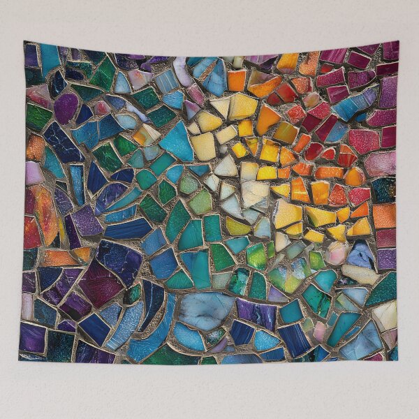 Item preview, Vibrant Antoni Gaudi Inspired Mosaic Fragment Abstract Trencadís Stained Glass Art  designed and sold by GrinGalore.