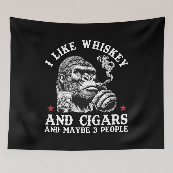 Item preview, Whiskey Cigar Gorilla "Maybe 3 People" Design designed and sold by CHAREEMAN.
