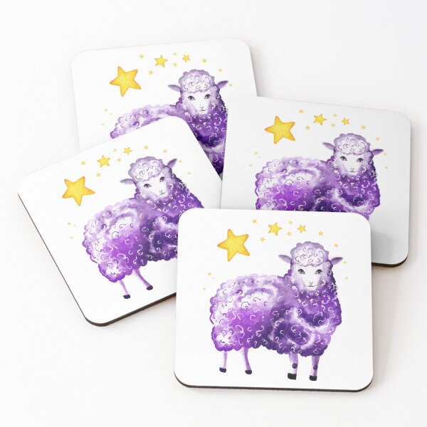 Item preview, Cute Purple Sheep under Bright Night Stars designed and sold by DigiBlossom.