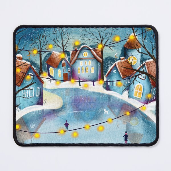 Item preview, Magical Winter Ice Rink Cozy Village Christmas Art designed and sold by DigiBlossom.