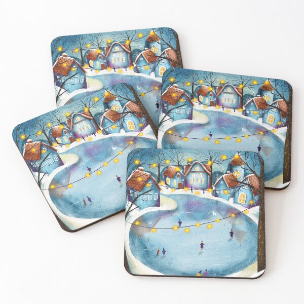Item preview, Magical Winter Ice Rink Cozy Village Christmas Art designed and sold by DigiBlossom.