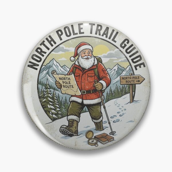 Item preview, North Pole Trail Guide Vintage Outdoor Christmas Santa Emblem designed and sold by GabeMountainArt.