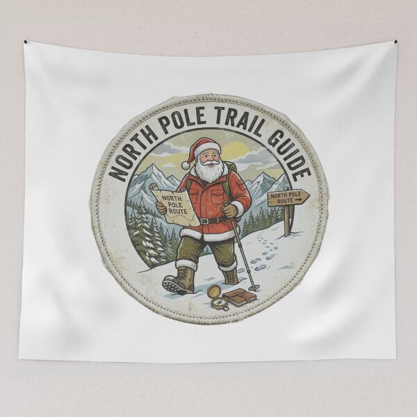 Item preview, North Pole Trail Guide Vintage Outdoor Christmas Santa Emblem designed and sold by GabeMountainArt.