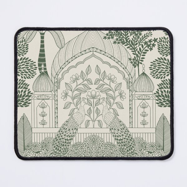 Item preview, Forest Green Peacock Toile Botanical Palace Arch Pattern designed and sold by DColourMuse.