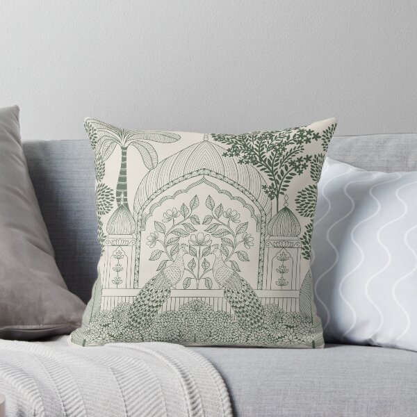 Item preview, Forest Green Peacock Toile Botanical Palace Arch Pattern designed and sold by DColourMuse.