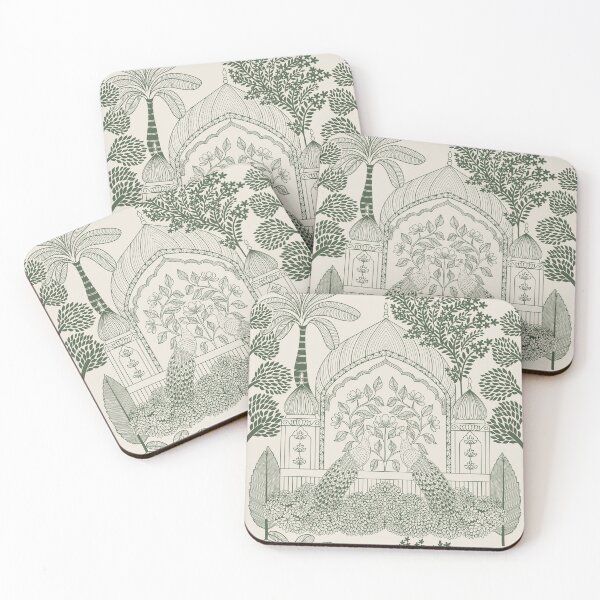 Item preview, Forest Green Peacock Toile Botanical Palace Arch Pattern designed and sold by DColourMuse.