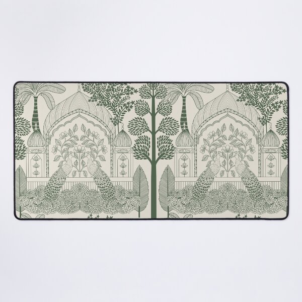 Item preview, Forest Green Peacock Toile Botanical Palace Arch Pattern designed and sold by DColourMuse.