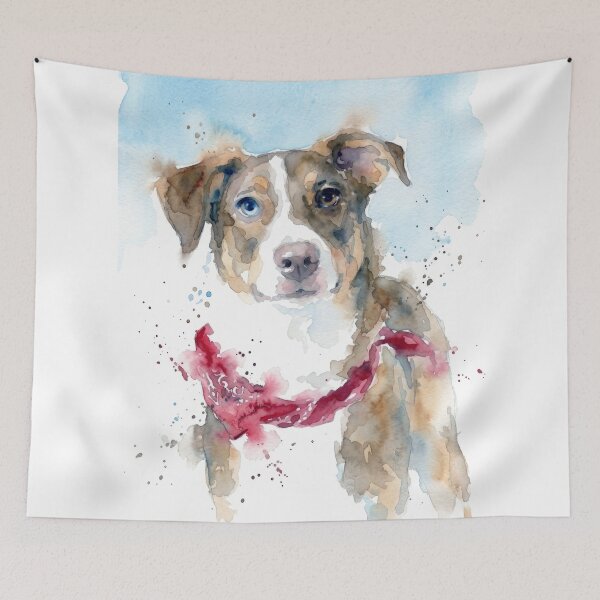 Item preview, Dog Portrait, Heterochromia, Red Bandana designed and sold by caracatita75.