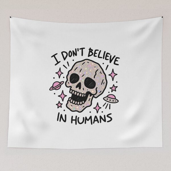 Item preview, I Don't Believe in Humans Alien Skull designed and sold by MonkiFlipp.