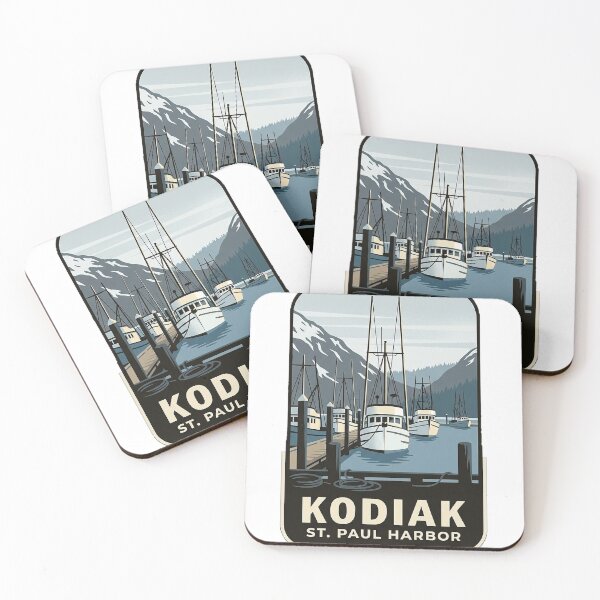 Item preview, Kodiak Alaska St. Paul Harbor Fishing Boats Travel Badge Sticker designed and sold by DetourDgn.