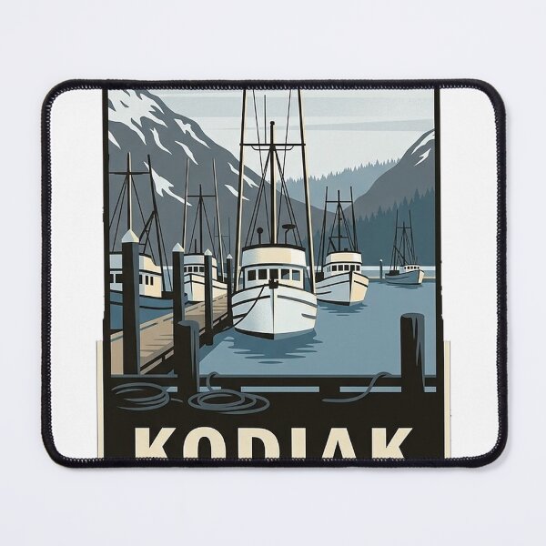 Item preview, Kodiak Alaska St. Paul Harbor Fishing Boats Travel Badge Sticker designed and sold by DetourDgn.
