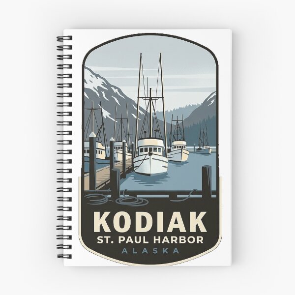 Item preview, Kodiak Alaska St. Paul Harbor Fishing Boats Travel Badge Sticker designed and sold by DetourDgn.