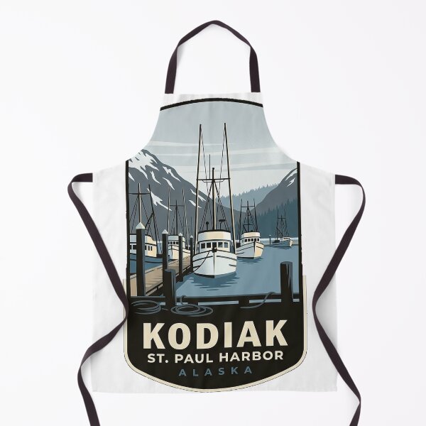 Item preview, Kodiak Alaska St. Paul Harbor Fishing Boats Travel Badge Sticker designed and sold by DetourDgn.