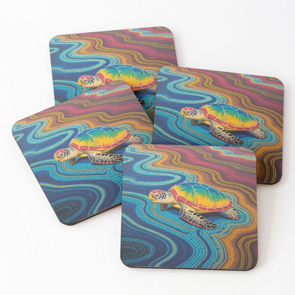 Item preview, Colorful Sea Turtle Aboriginal Inspired Ocean Art designed and sold by NatArtSA.