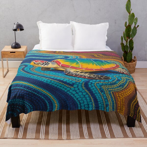 Item preview, Colorful Sea Turtle Aboriginal Inspired Ocean Art designed and sold by NatArtSA.