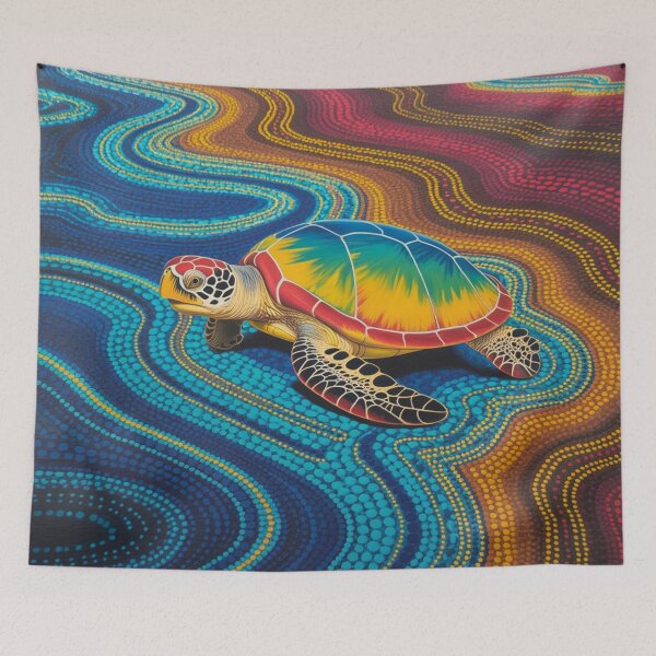 Item preview, Colorful Sea Turtle Aboriginal Inspired Ocean Art designed and sold by NatArtSA.